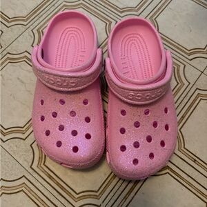Pink Glitter Crocs J5